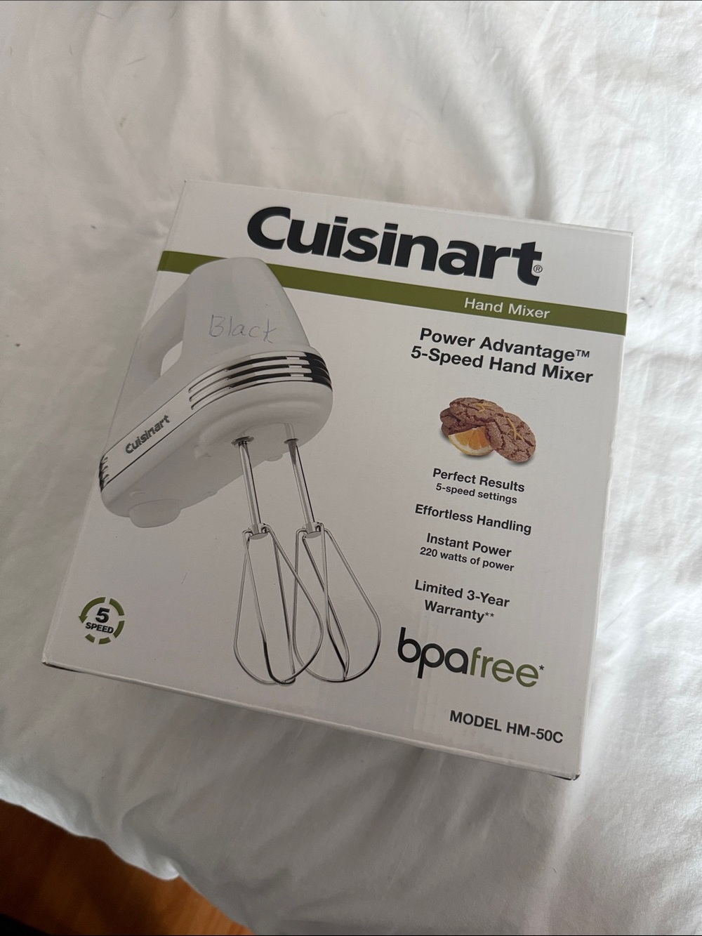 BNIB Cuisinart White Power Advantage 5-Speed Hand Mixer
